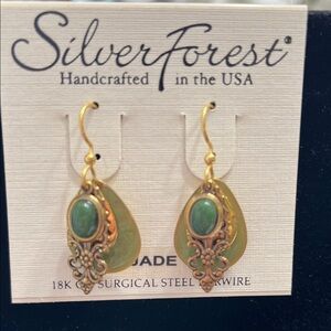 Silver Forest Gold and Olive Earrings